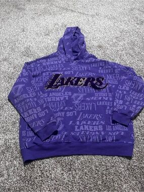 Los Angeles Lakers Purple All Over Print Hoodie NBA Basketball Sweatshirt Large